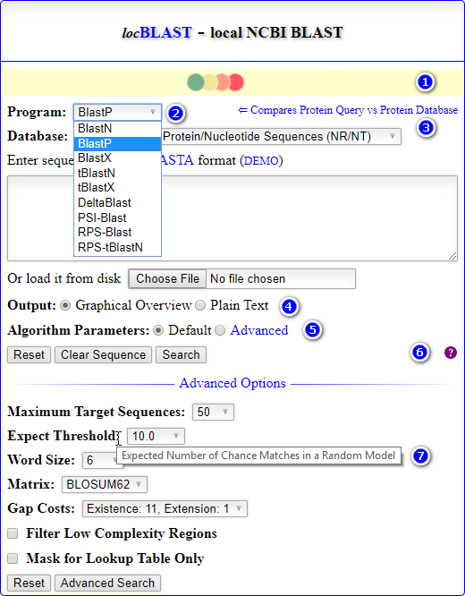 locBLAST Web Form