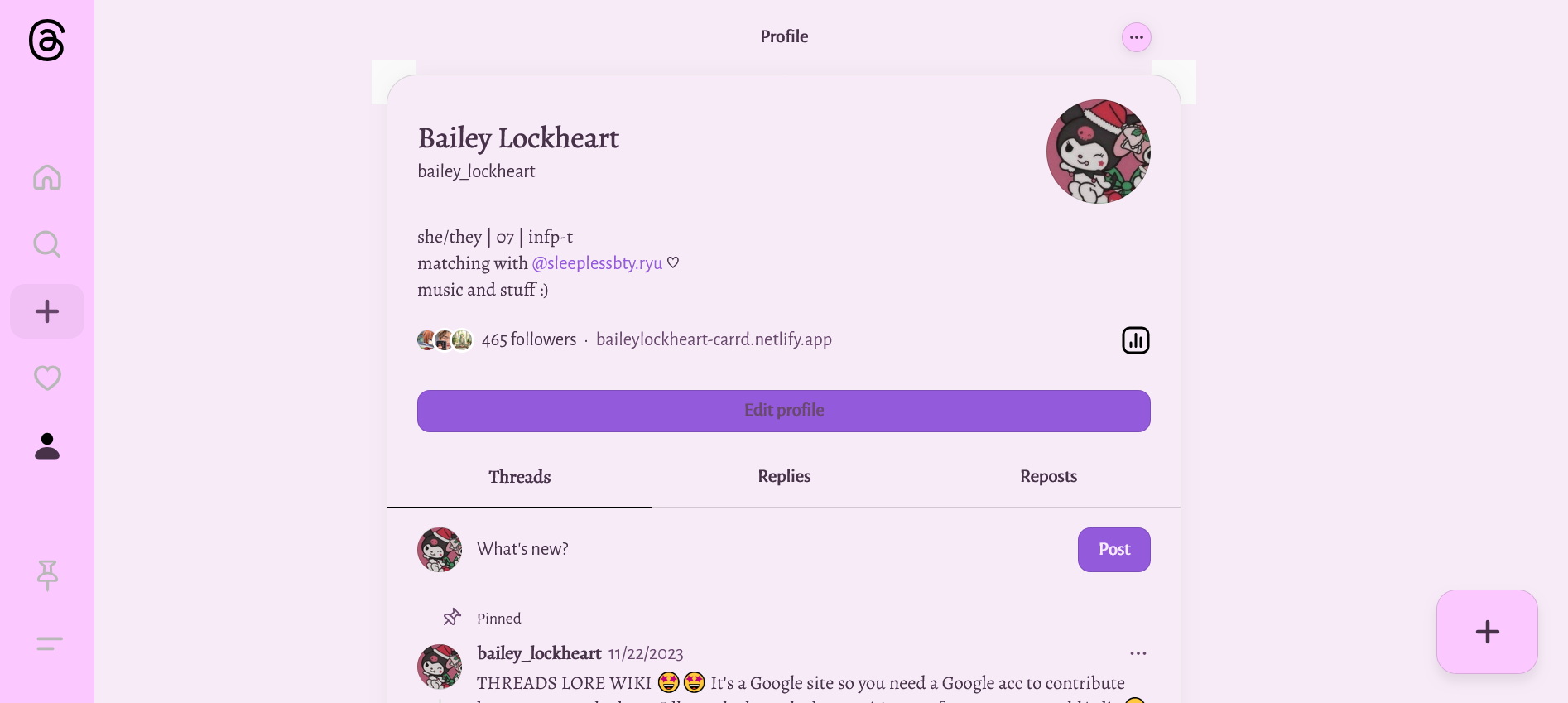 pink and purple threads theme preview image