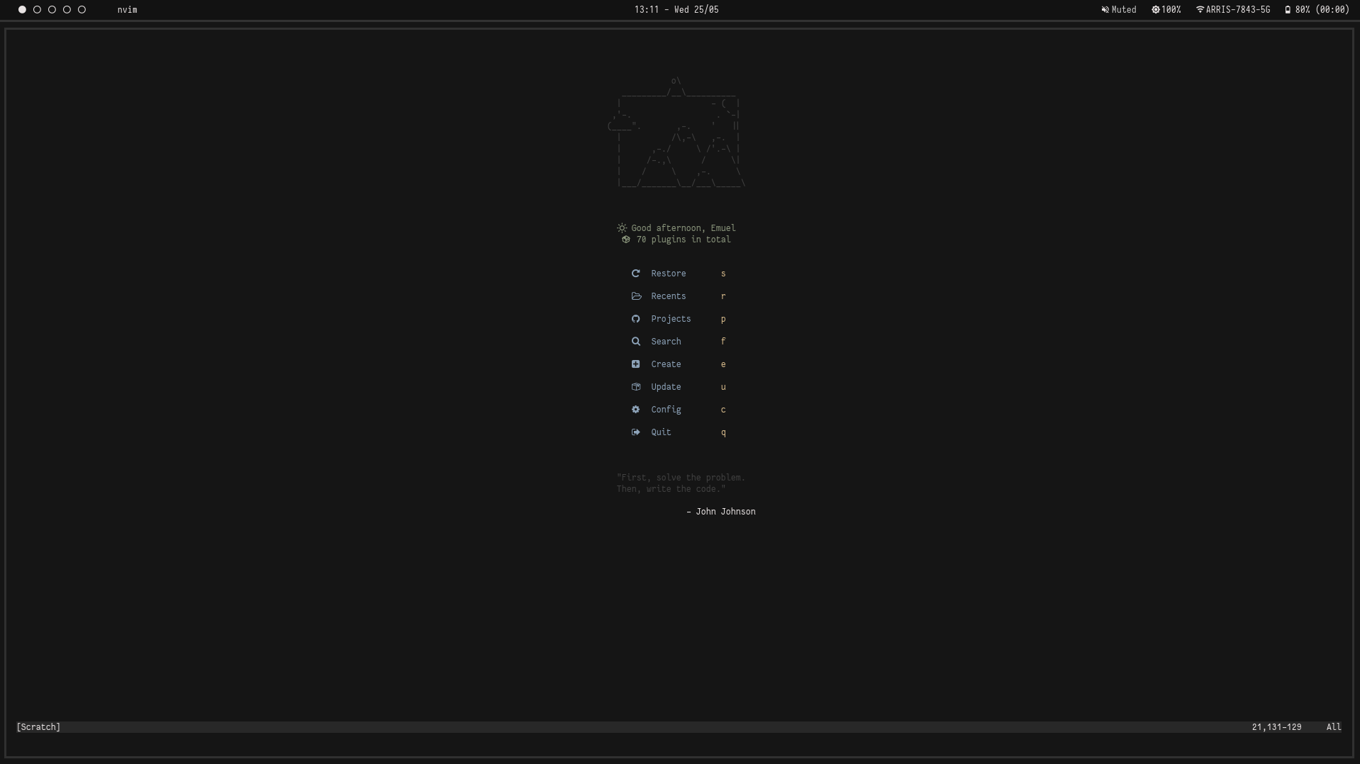 Neovim dashboard