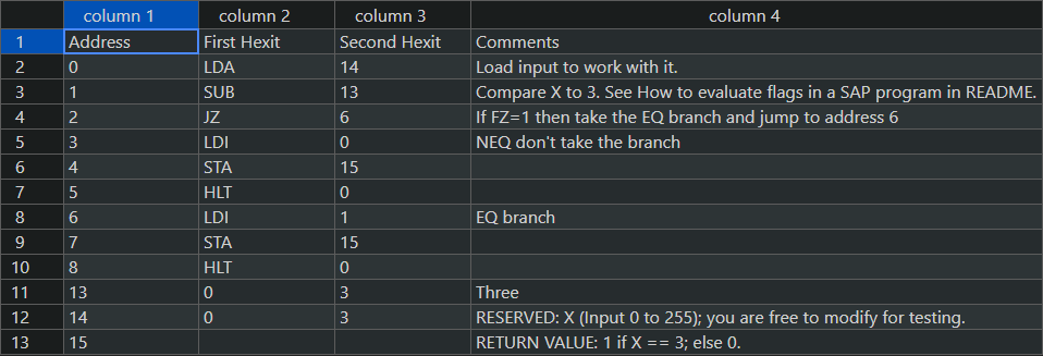 Screenshot of ex1.csv in VSCode Edit CSV