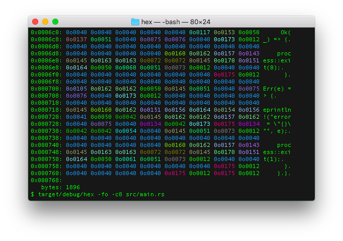 octal hex output format